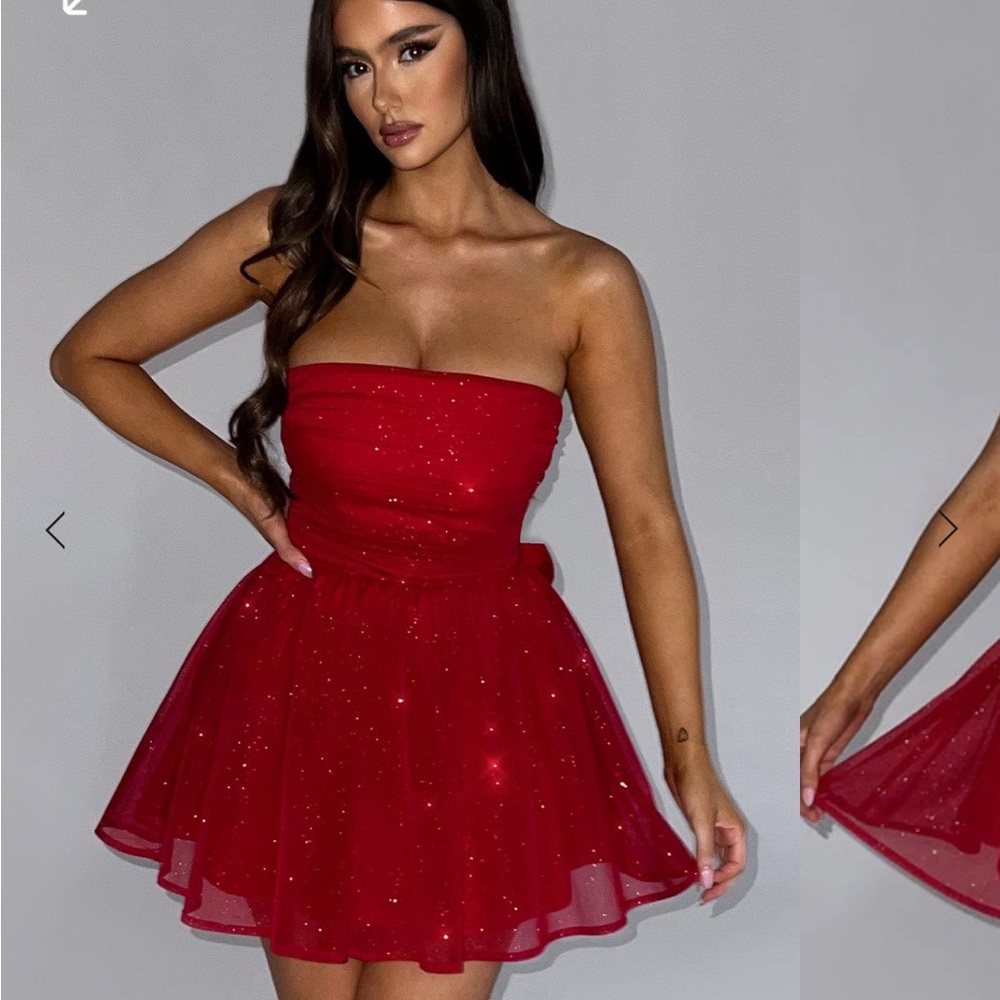 Babyboo Katarina Red Sparkle Mini Dress